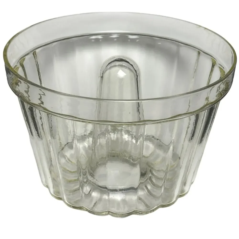 Vintage 1930s clear bundt jello cake mold Schott Jenaer Glas Borosilica Germany